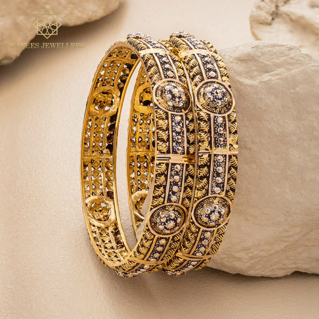 Fine gold bangle set by Hibaat