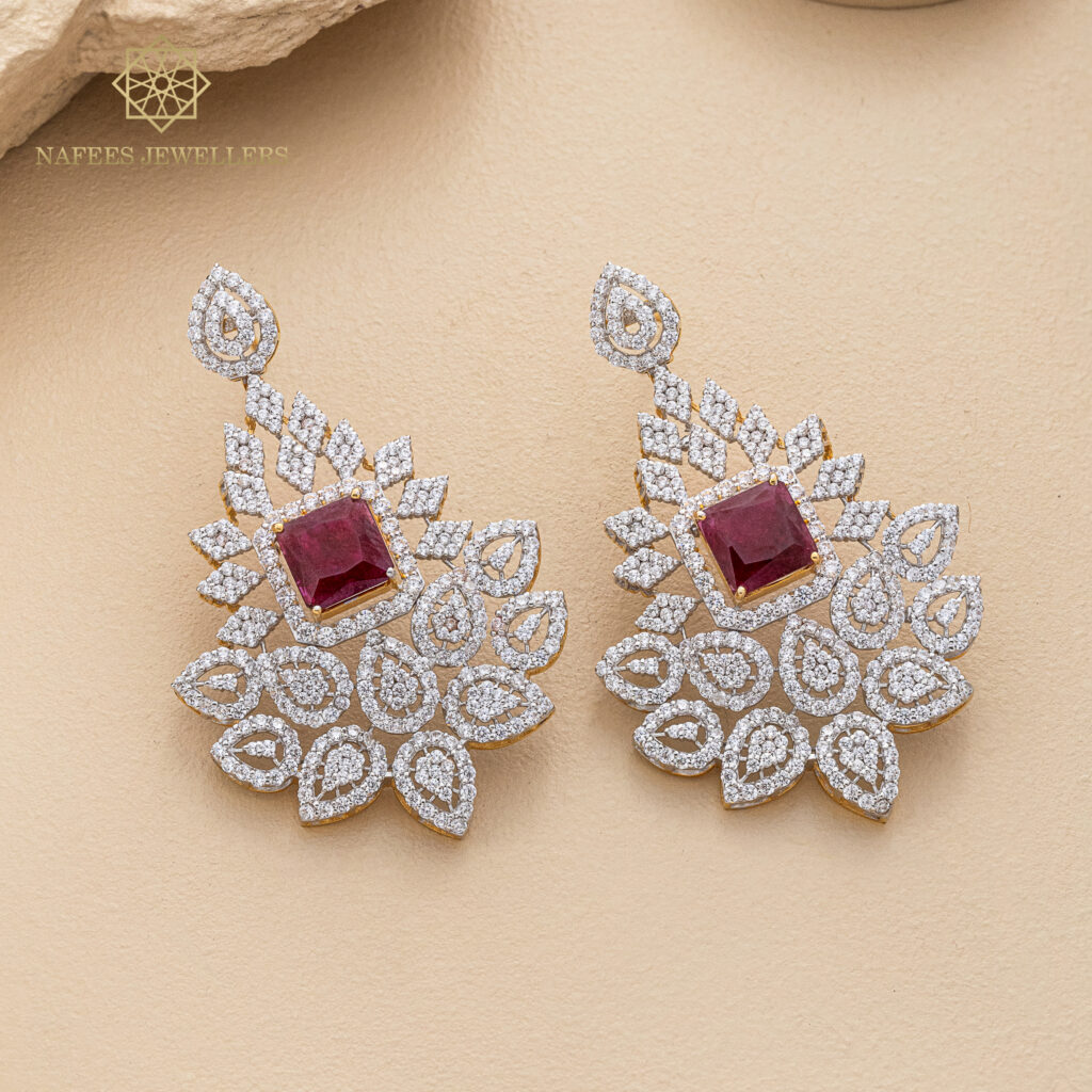 Fine gold ruby earrings by Hibaat