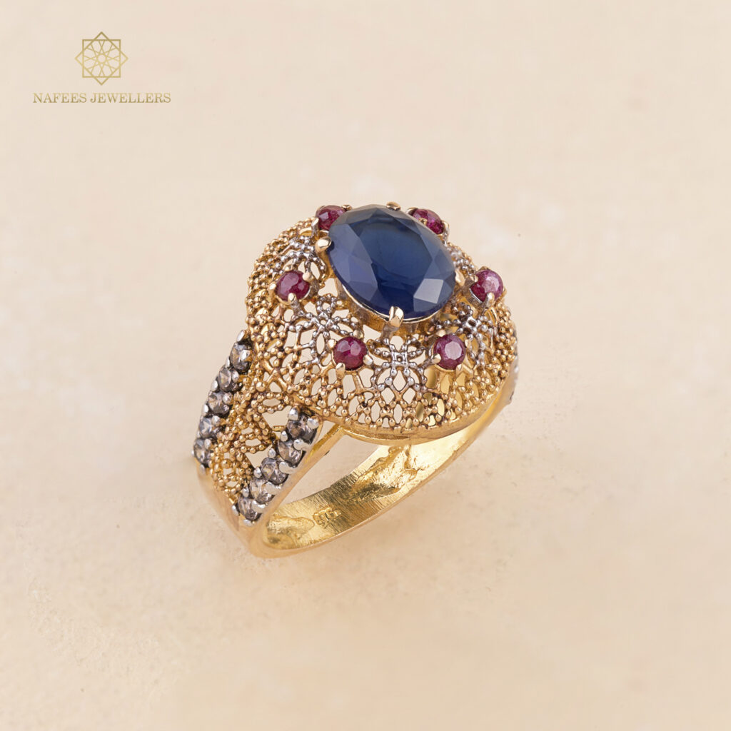 Fine gold sapphire ring by Hibaat